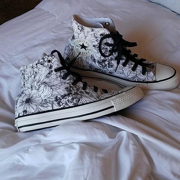 black floral converse